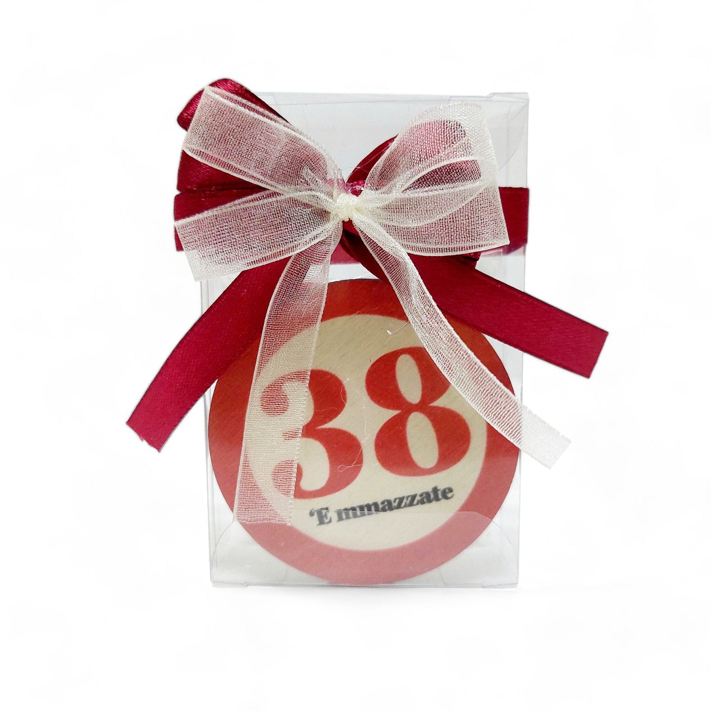 Calamita in legno a forma di numero della tombola napoletana