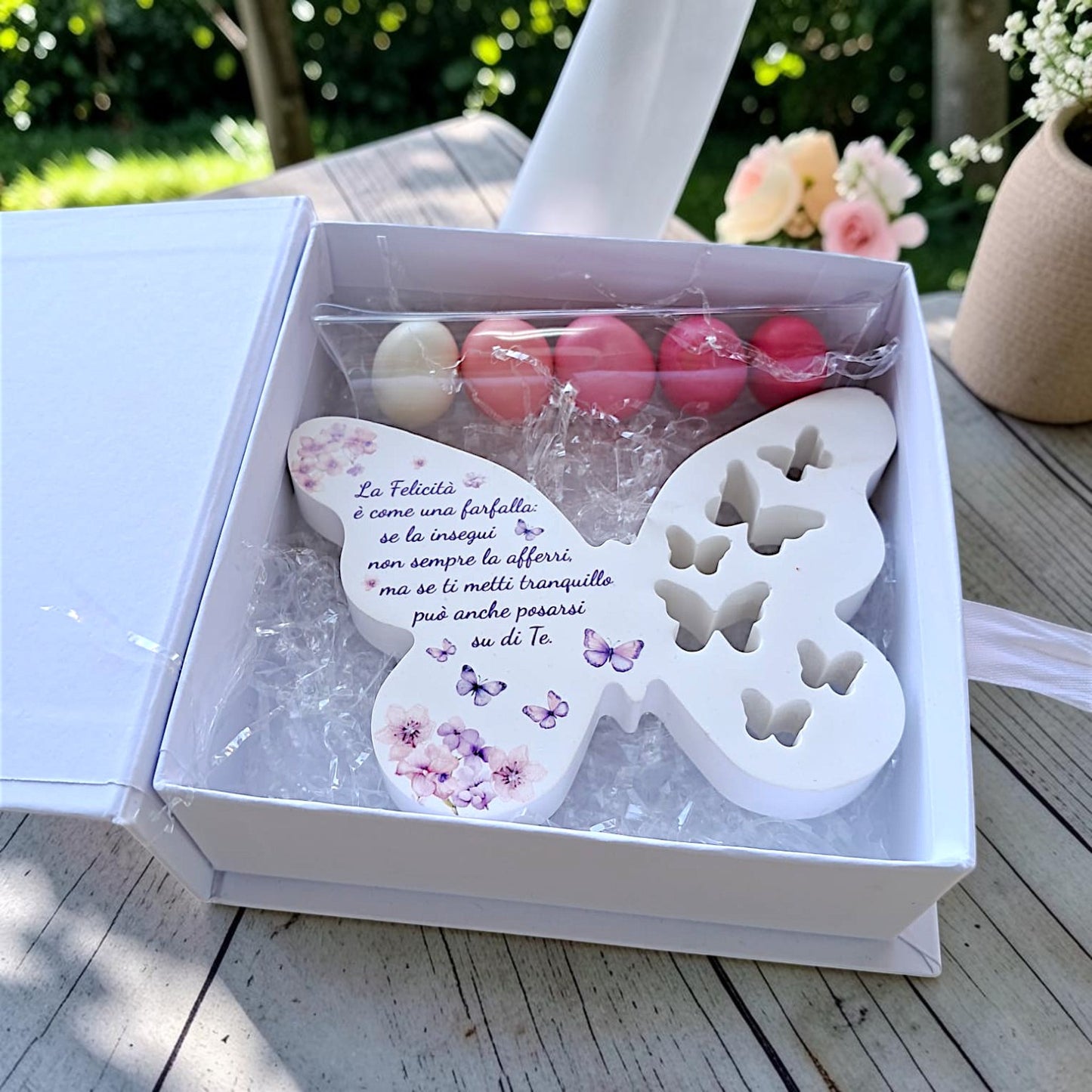 Farfalla in gesso, personalizzabile con stampa