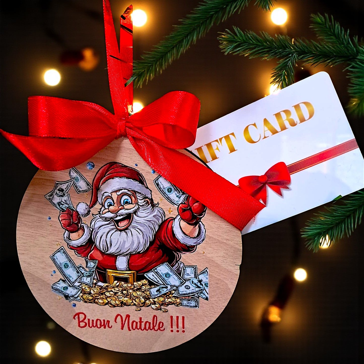 Sfera natalizia porta gift card o banconote