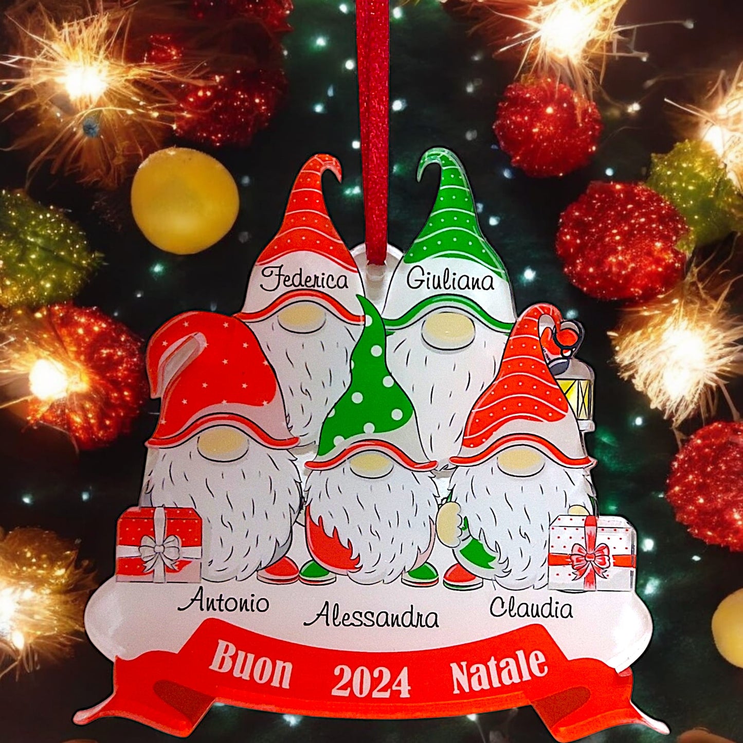 Ornamento natalizio in tema gnomi