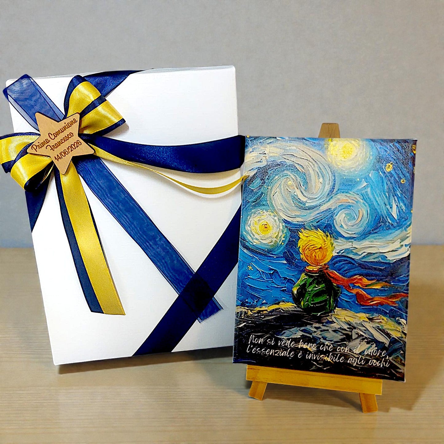Dipinto in tema piccolo principe, in stile Van Gogh, personalizzato