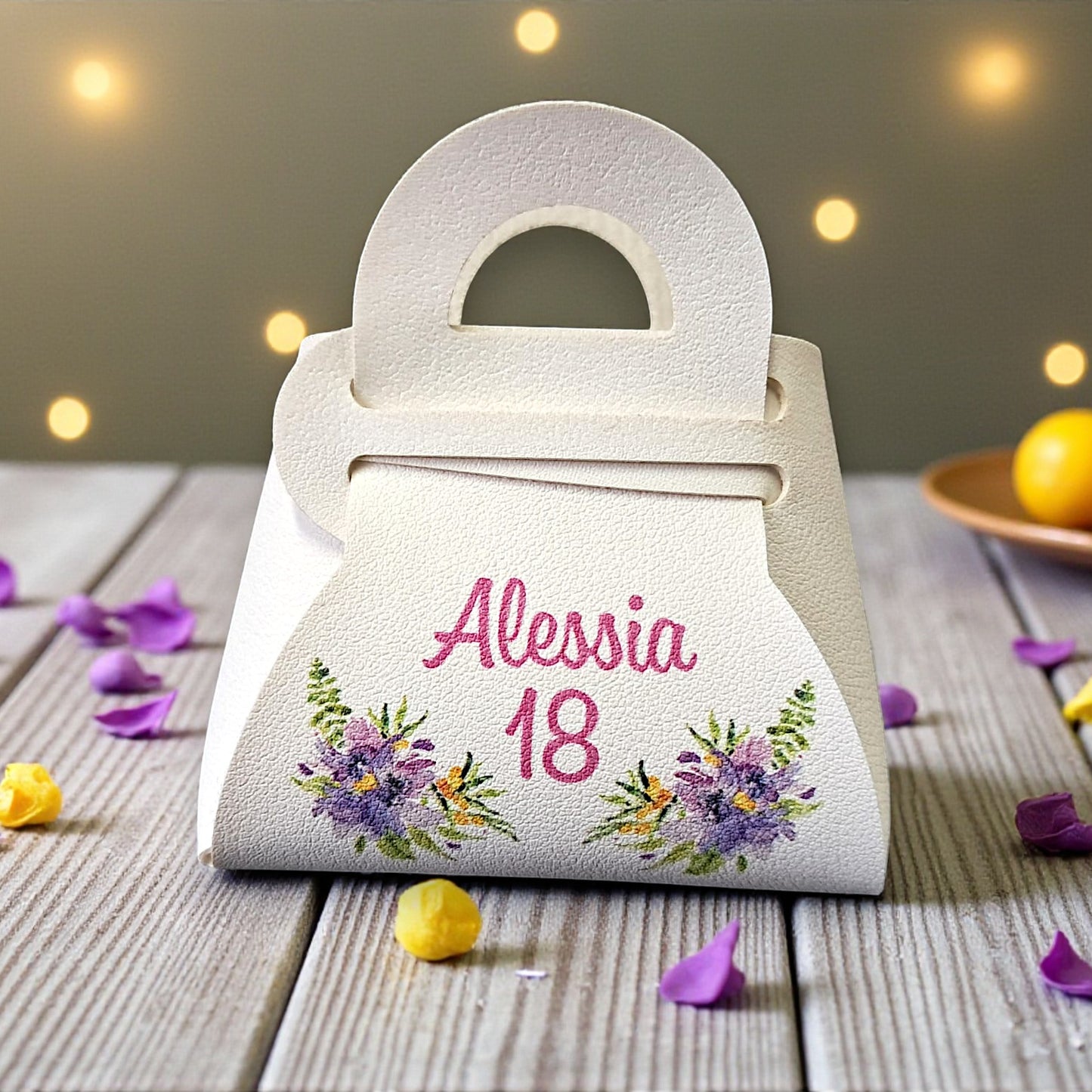 Borsetta porta confetti in ecopelle con grafica personalizzata
