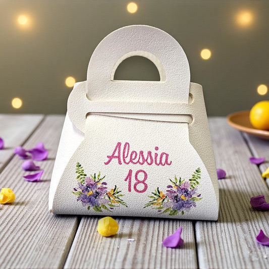 Borsetta porta confetti in ecopelle con grafica personalizzata