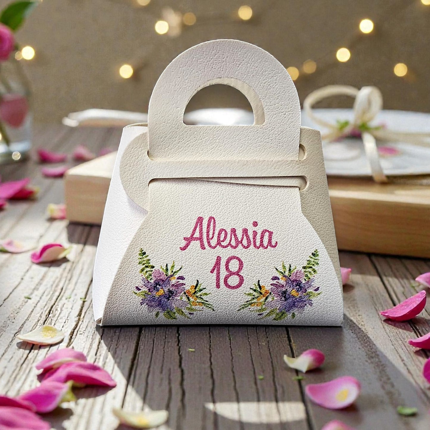 Borsetta porta confetti in ecopelle con grafica personalizzata