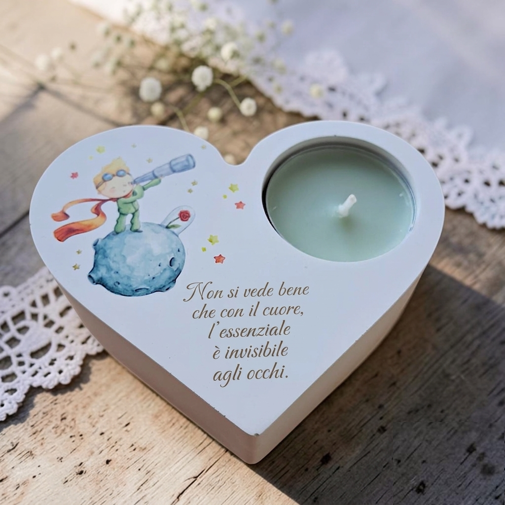 Cuore porta candela in tema Piccolo Principe,