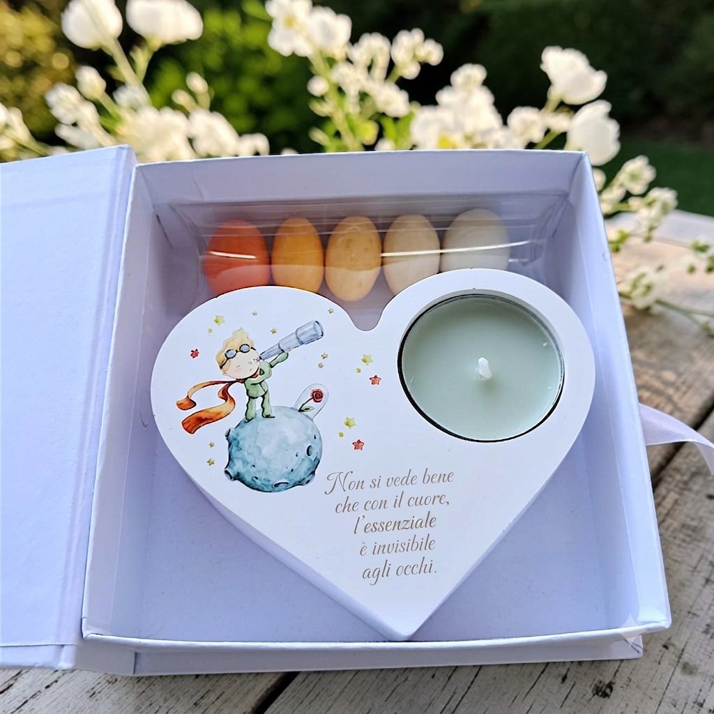 Cuore porta candela in tema Piccolo Principe,