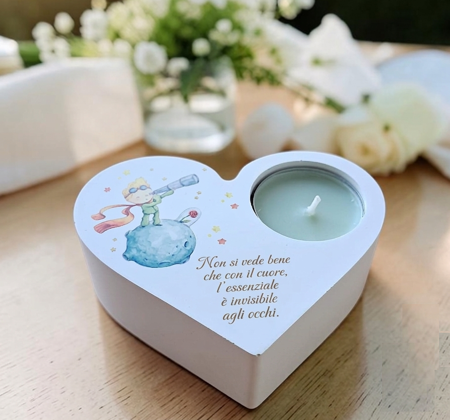 Cuore porta candela in tema Piccolo Principe,