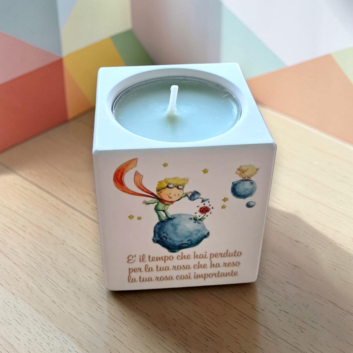 Cubo porta candela in tema piccolo principe