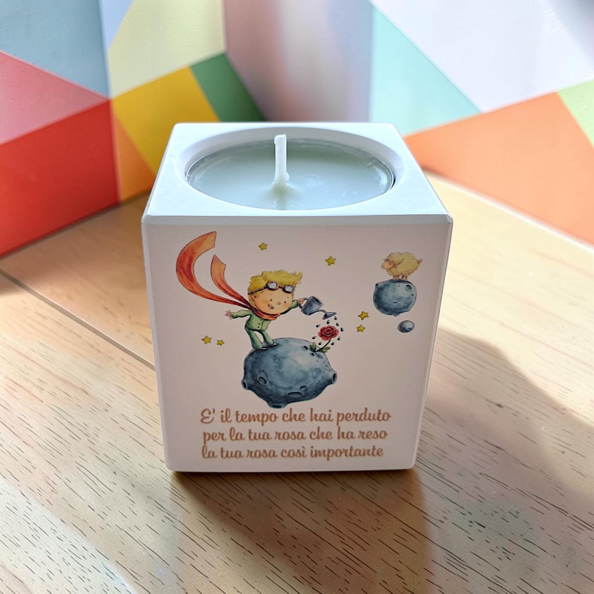 Cubo porta candela in tema piccolo principe