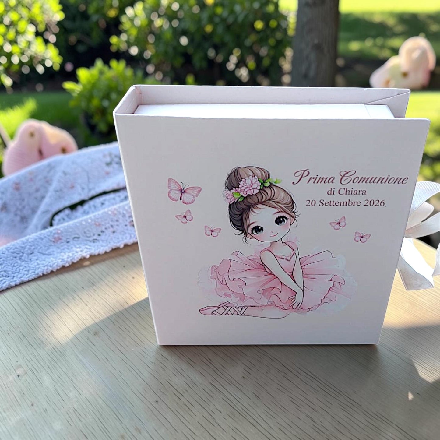 Farfalla in gesso, personalizzata in tema ballerina