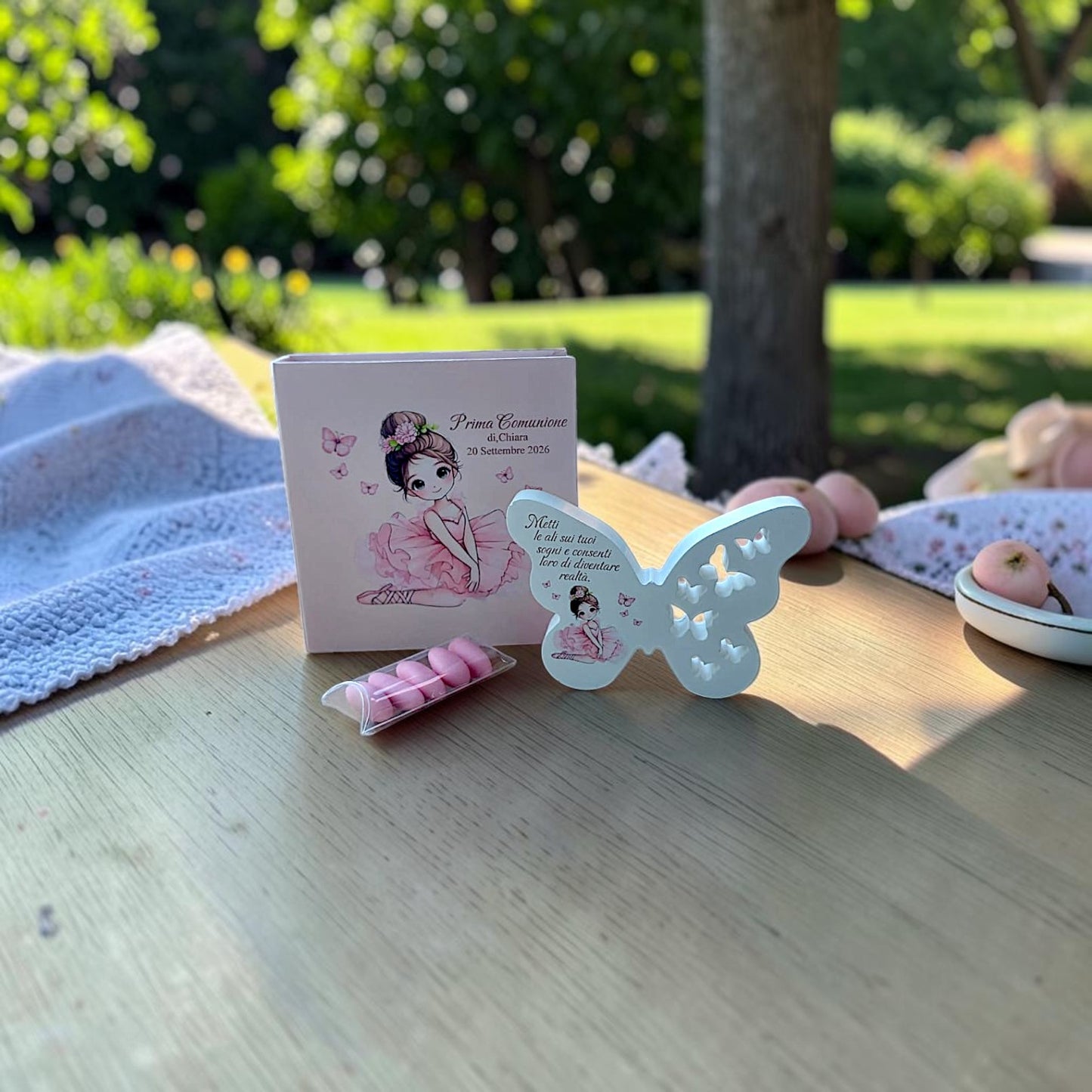 Farfalla in gesso, personalizzata in tema ballerina