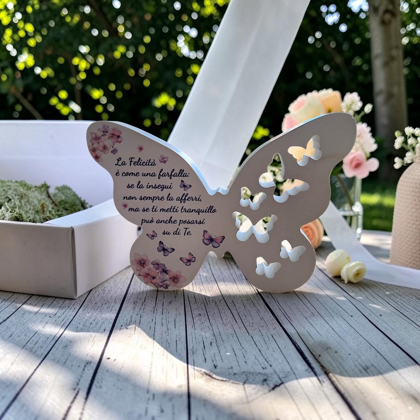 Farfalla in gesso, personalizzabile con stampa