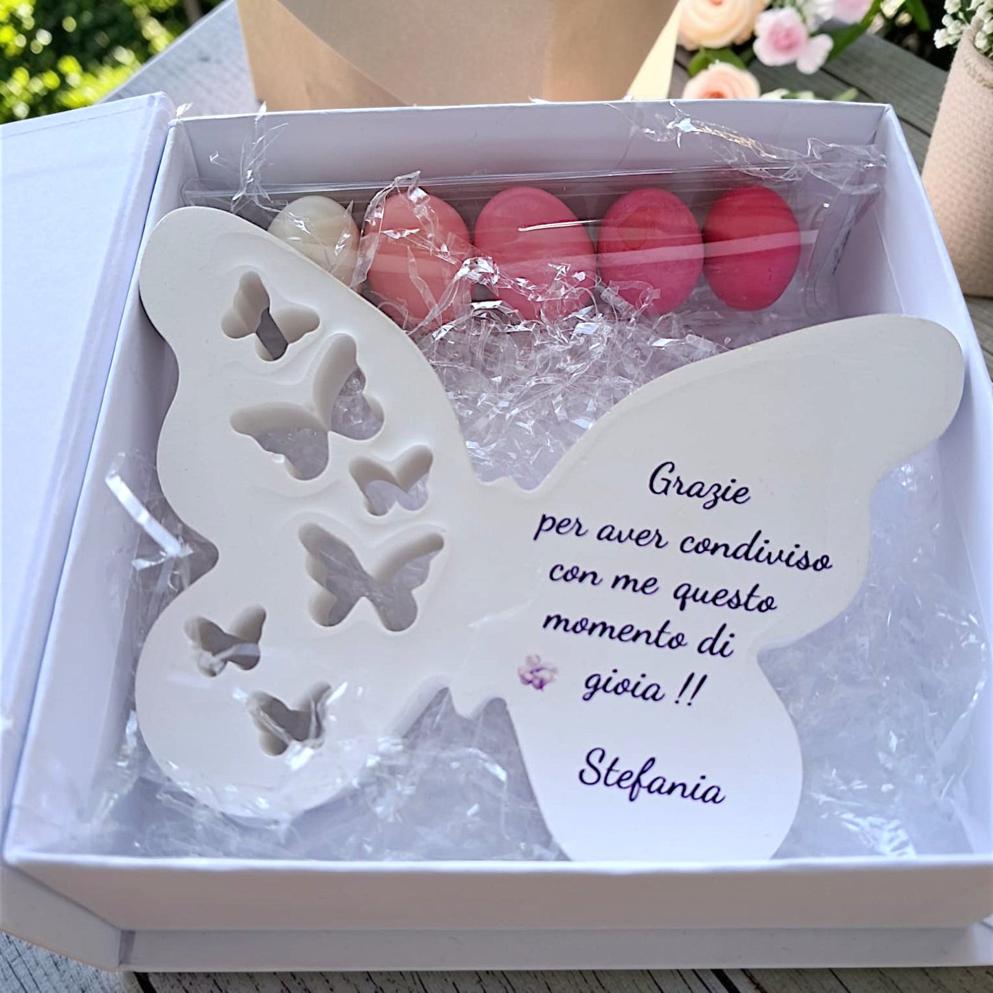 Farfalla in gesso, personalizzabile con stampa