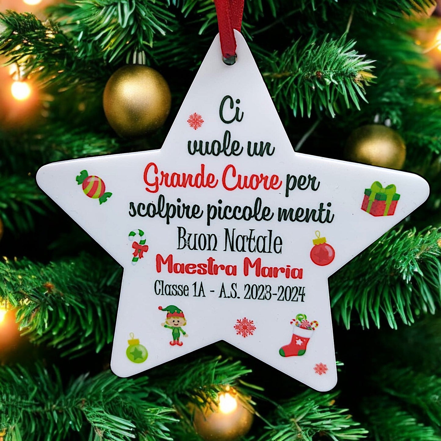 Fiocco natalizio dedicato a maestre e maestri