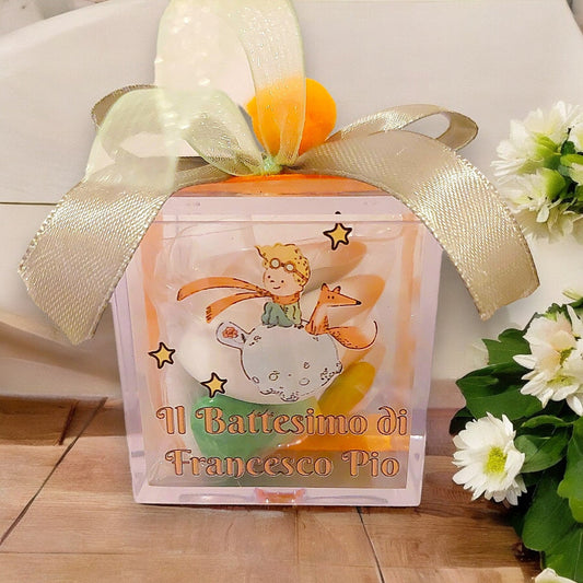 Scatolina plexiglass porta confetti in tema Piccolo Principe