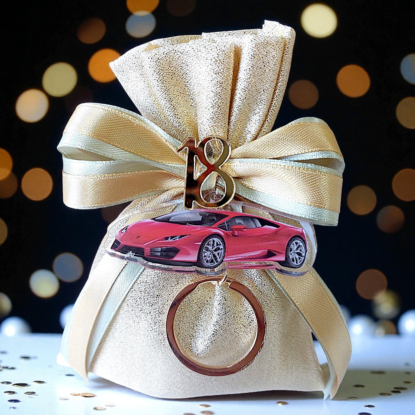 Plexiglass keychains with a chic handbag and sports car theme