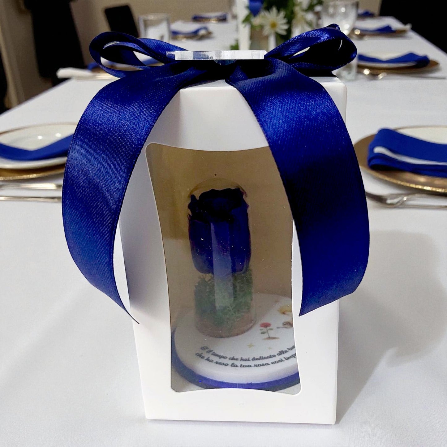 Bomboniera in tema piccolo principe con rosa stabilizzata