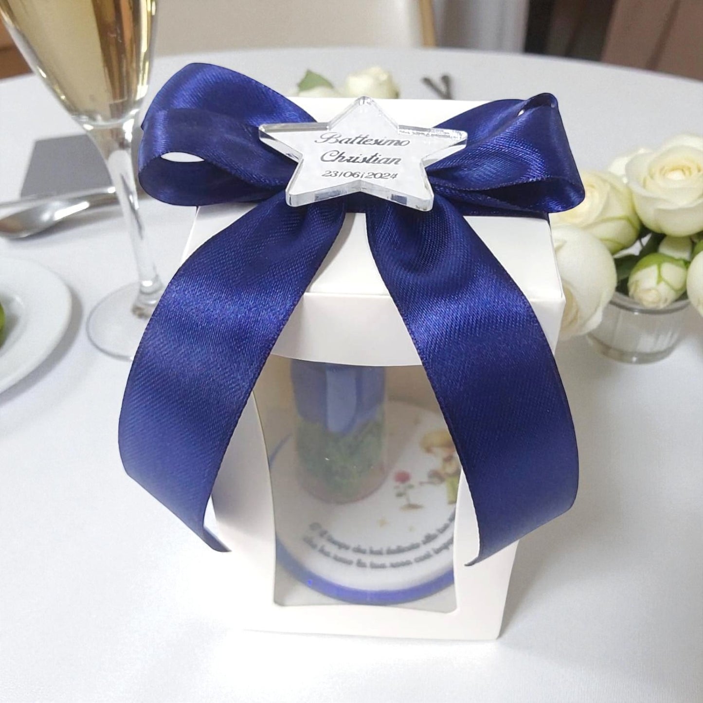 Bomboniera in tema piccolo principe con rosa stabilizzata