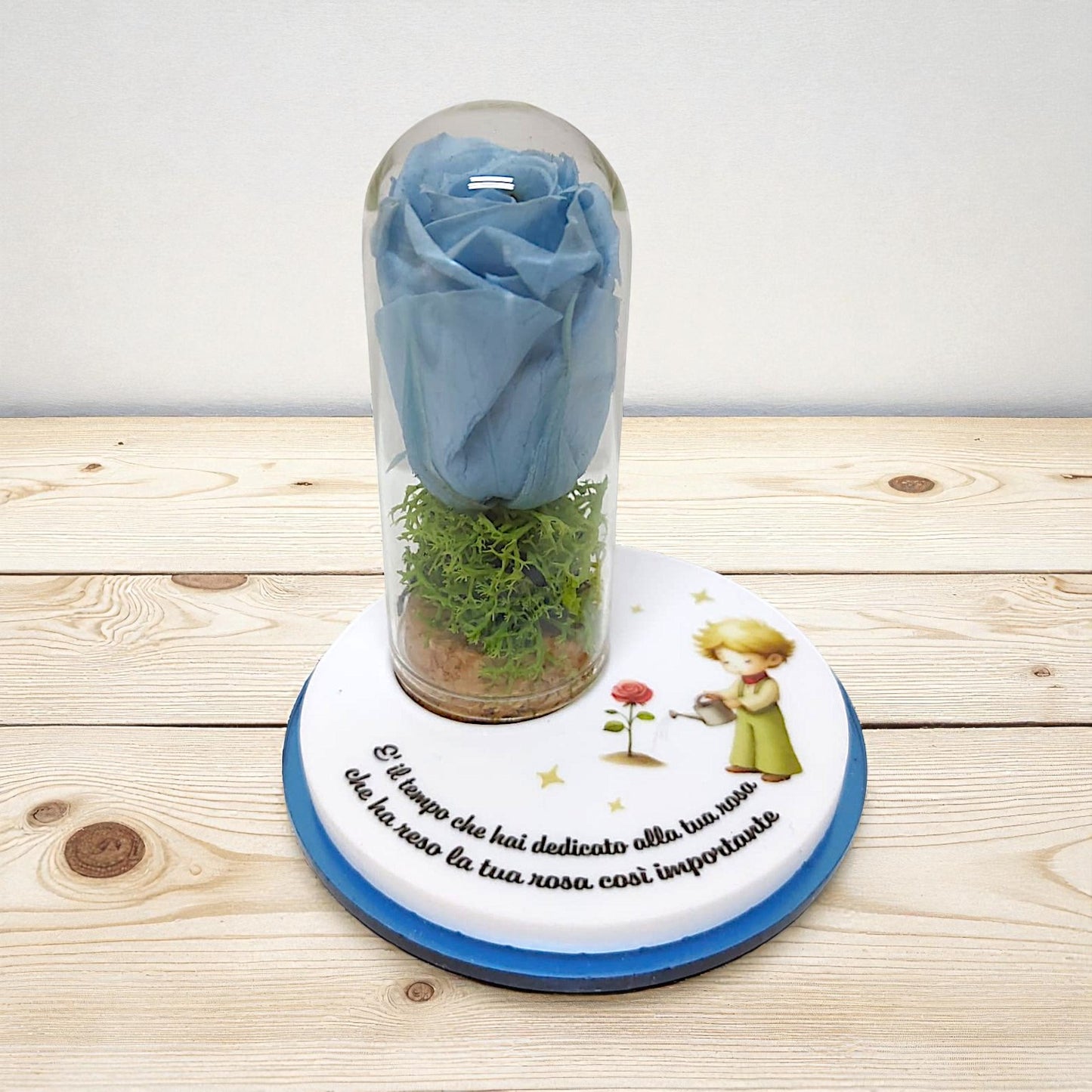 Bomboniera in tema piccolo principe con rosa stabilizzata