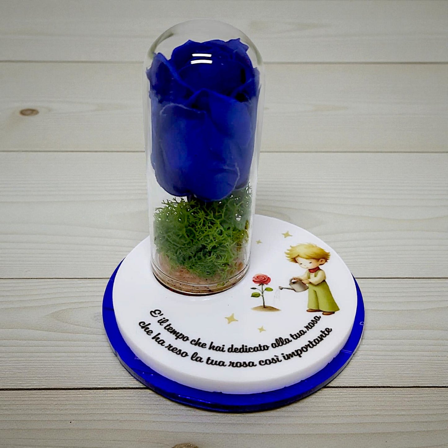 Bomboniera in tema piccolo principe con rosa stabilizzata