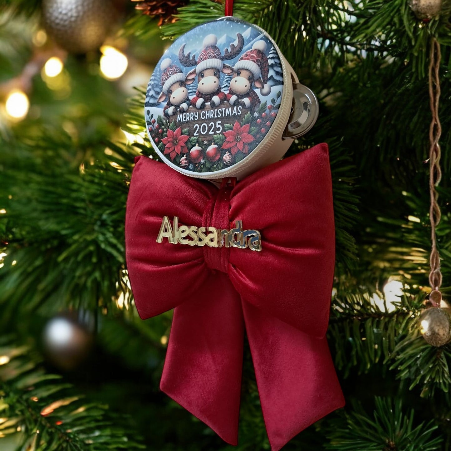 Christmas bow with dedication decoration