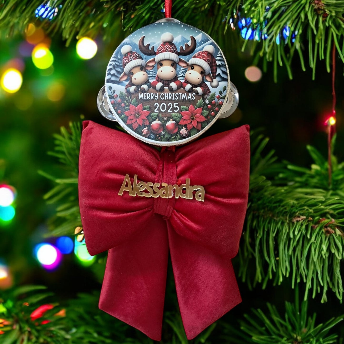 Christmas bow with dedication decoration