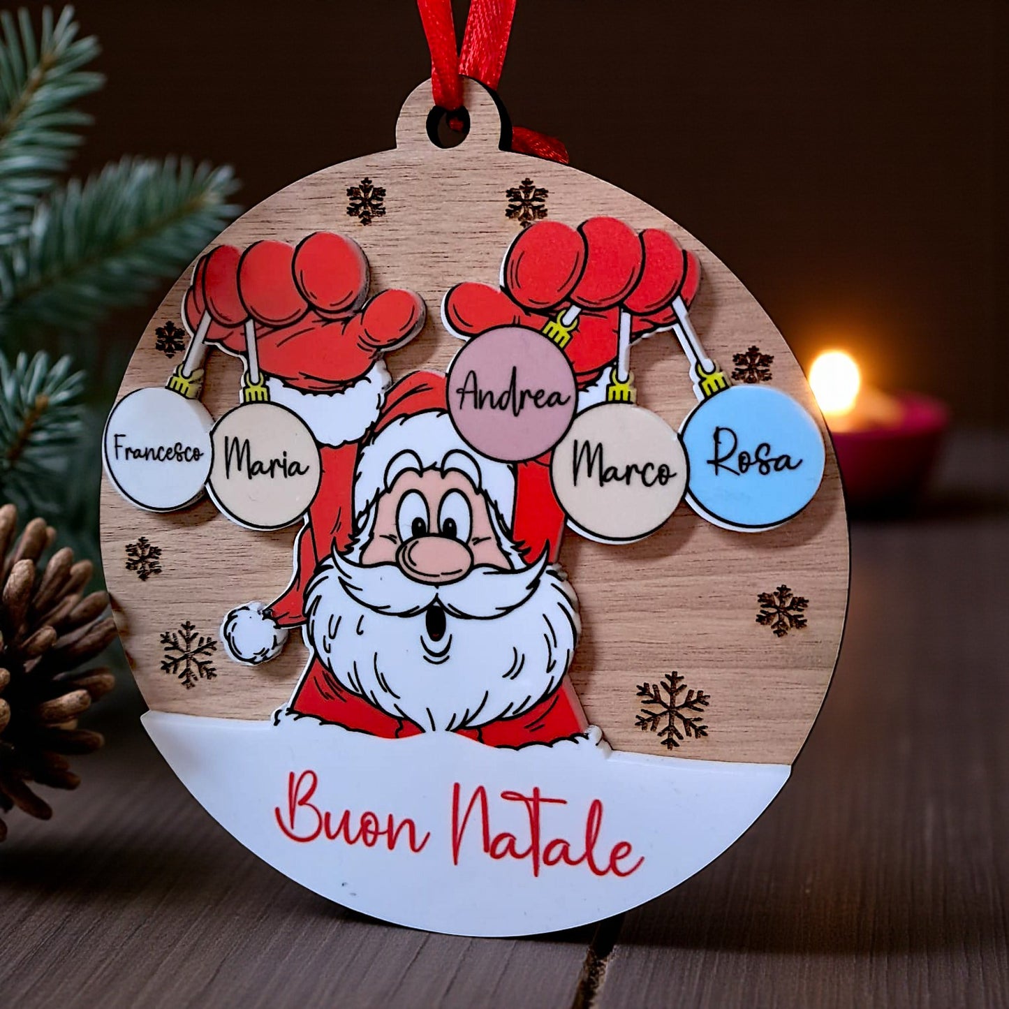 Sfera natalizia in tema babbo Natale