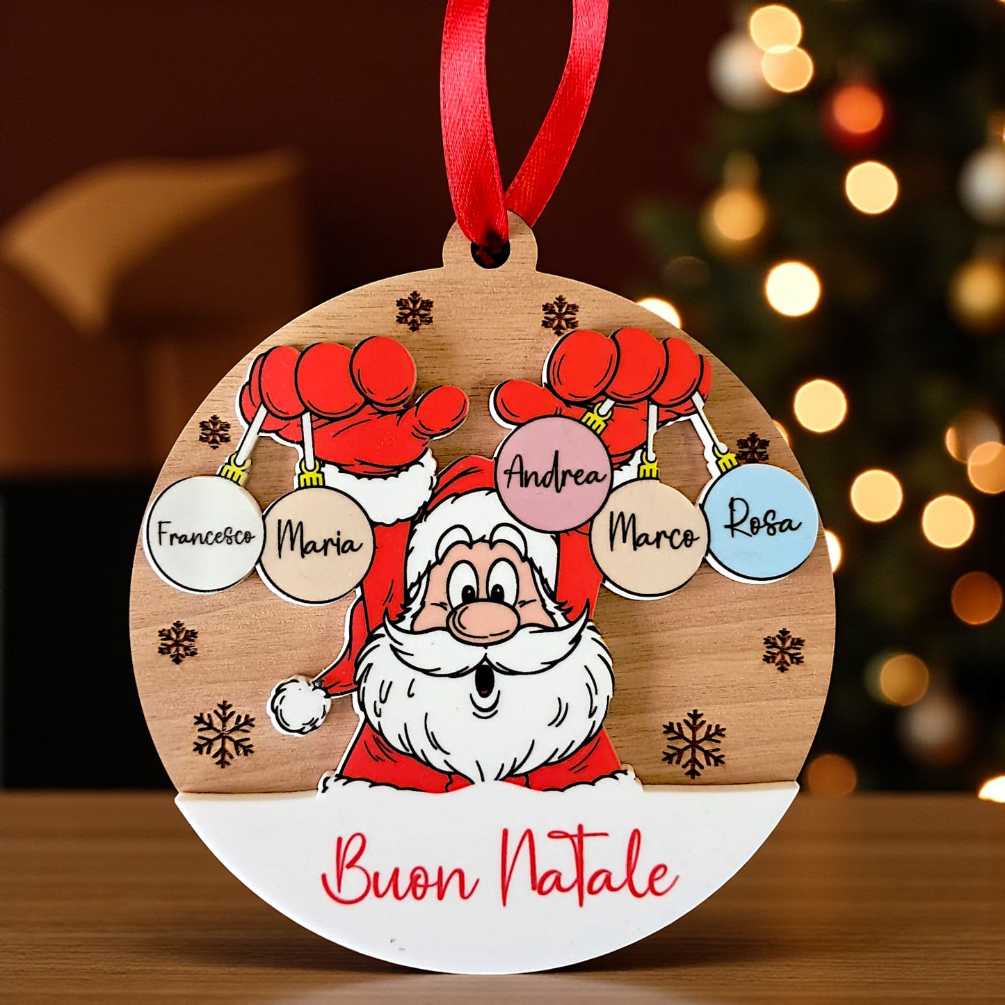 Sfera natalizia in tema babbo Natale