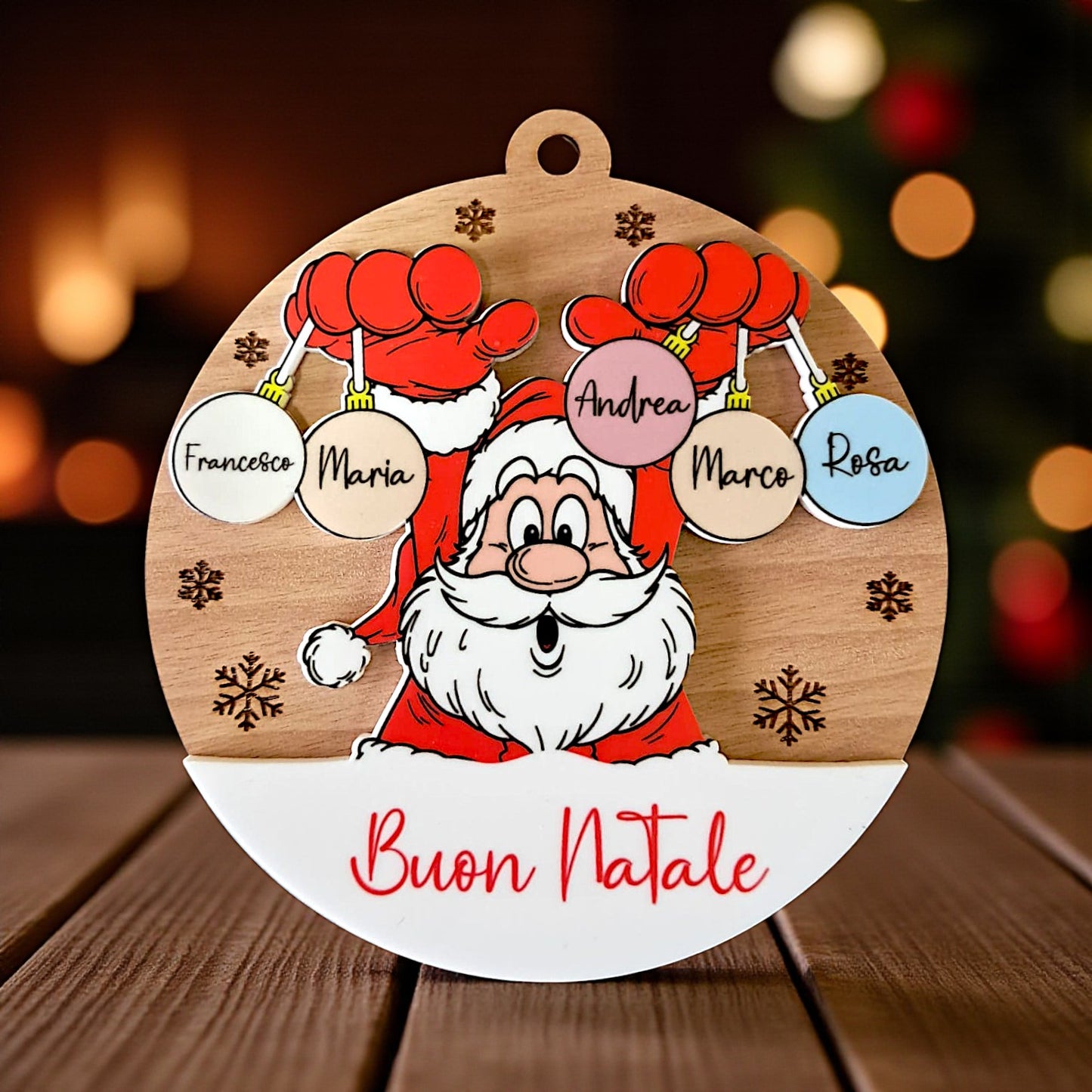 Sfera natalizia in tema babbo Natale