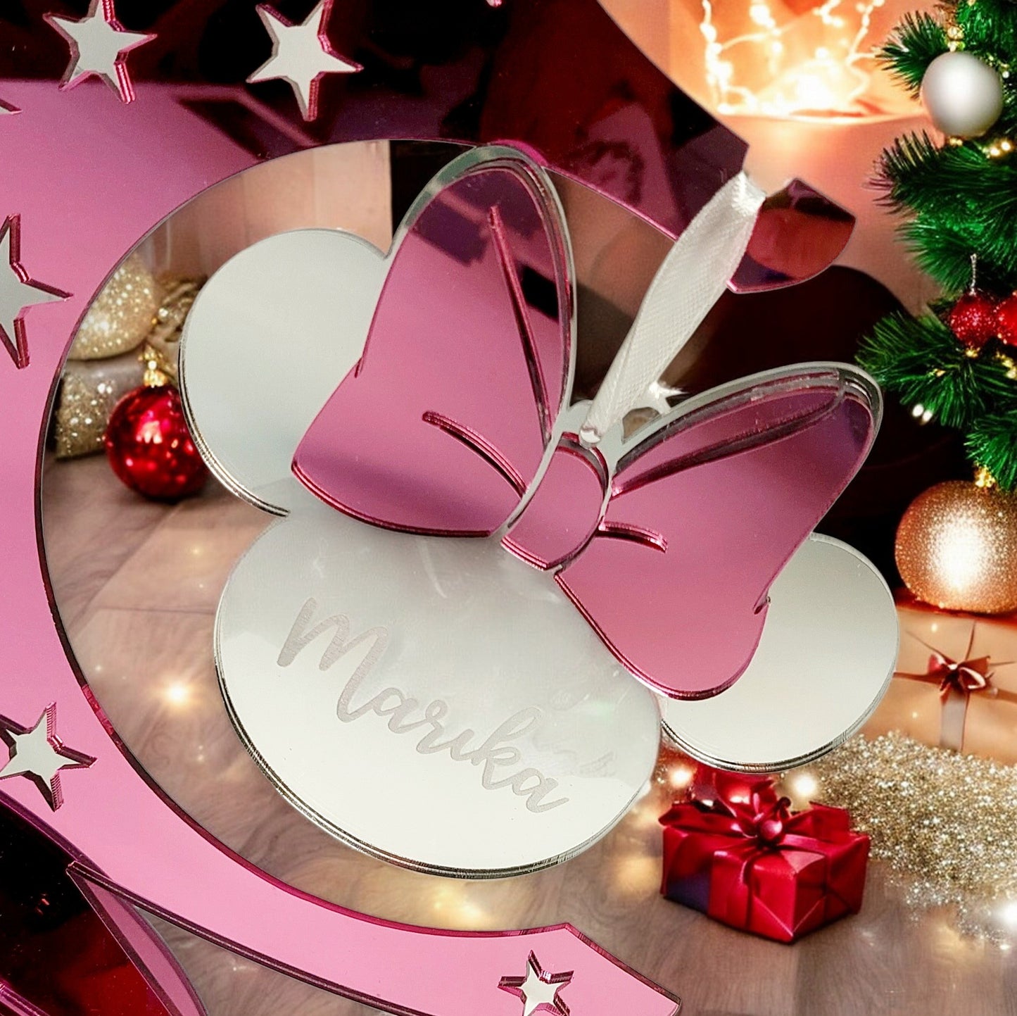 Decorazione natalizia testa di Minnie e di Topolino