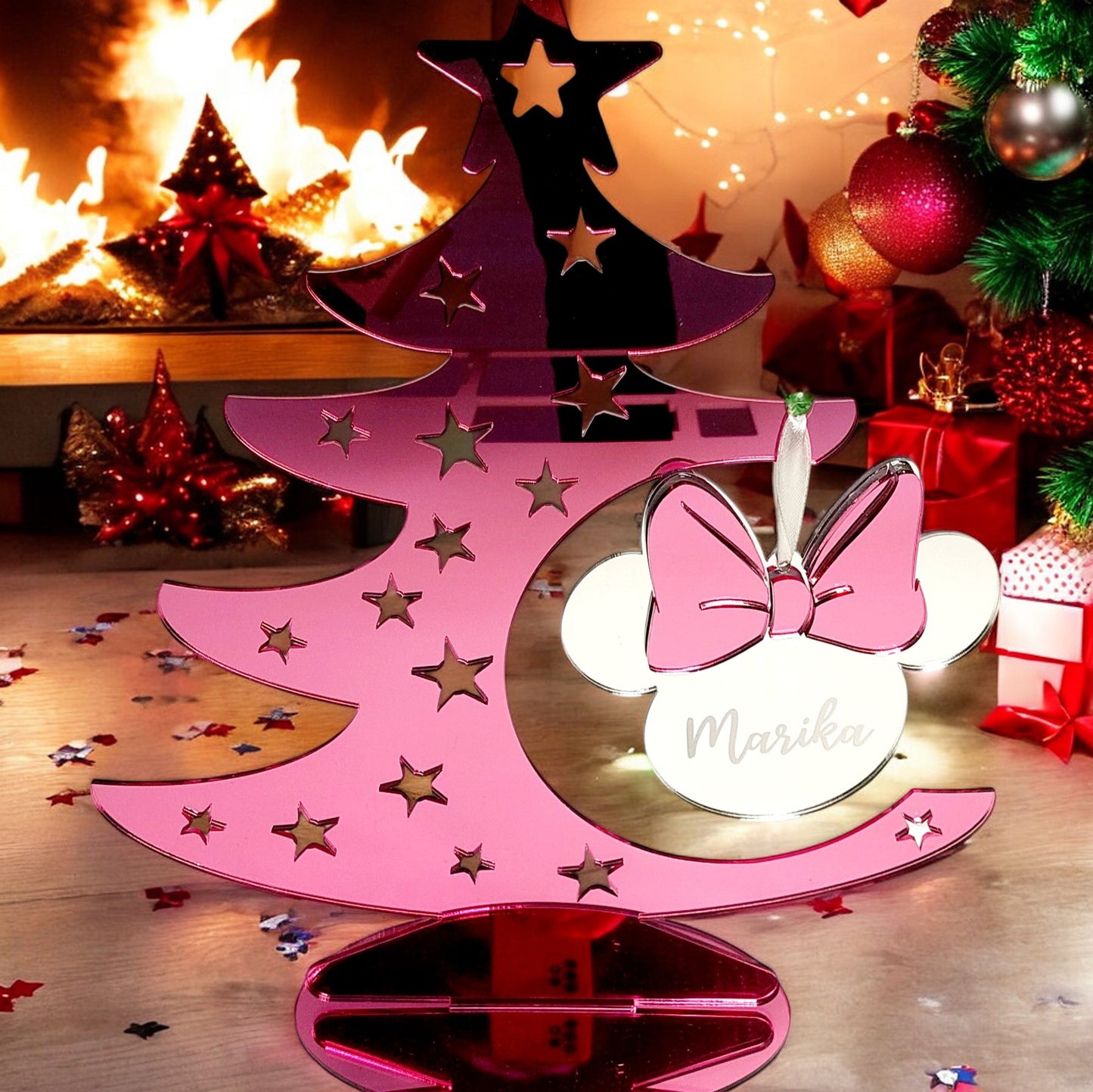 Decorazione natalizia testa di Minnie e di Topolino