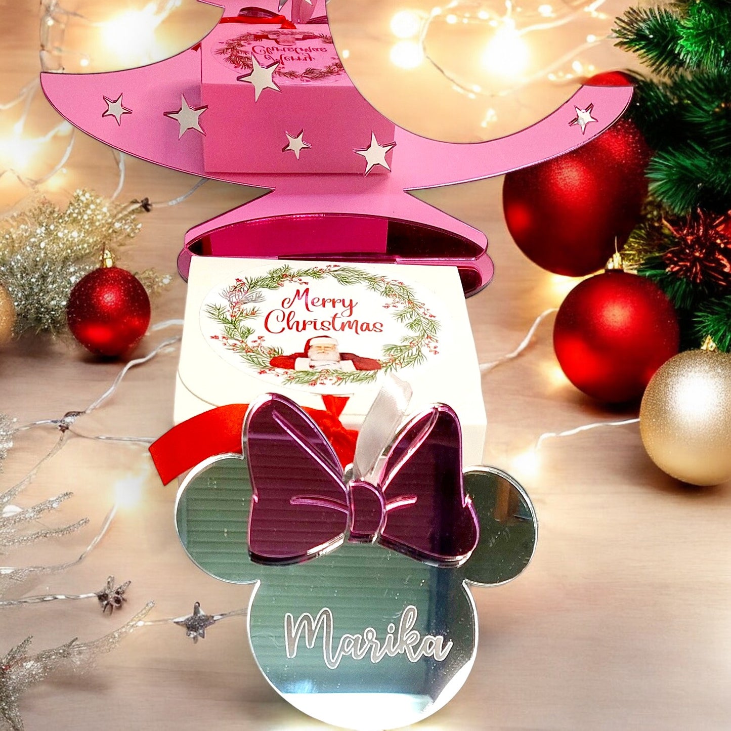 Decorazione natalizia testa di Minnie e di Topolino