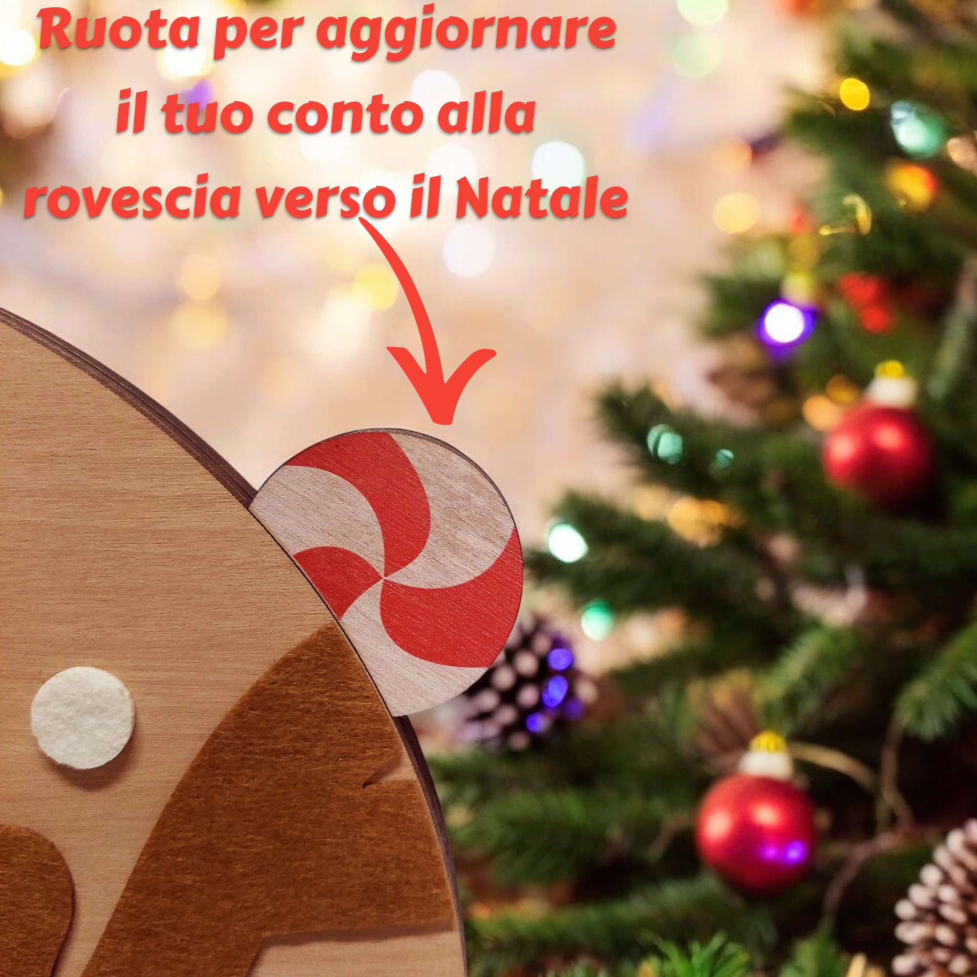 Calendario Dell'avvento In Legno Con Blocchi Numerici E Luci LED – Conto Alla Rovescia 32 Giorni Fino A Natale, Decorazione Rustica 25x18x5 Cm