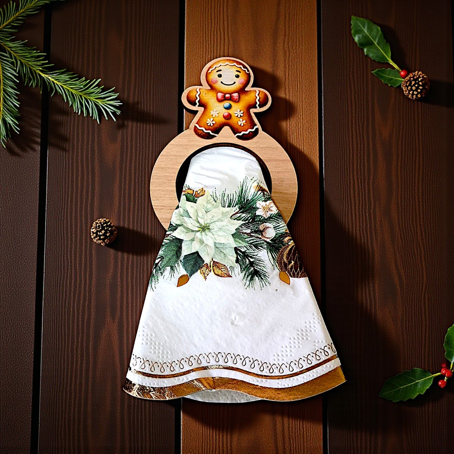 Portatovaglioli natalizio personalizzabile con nome