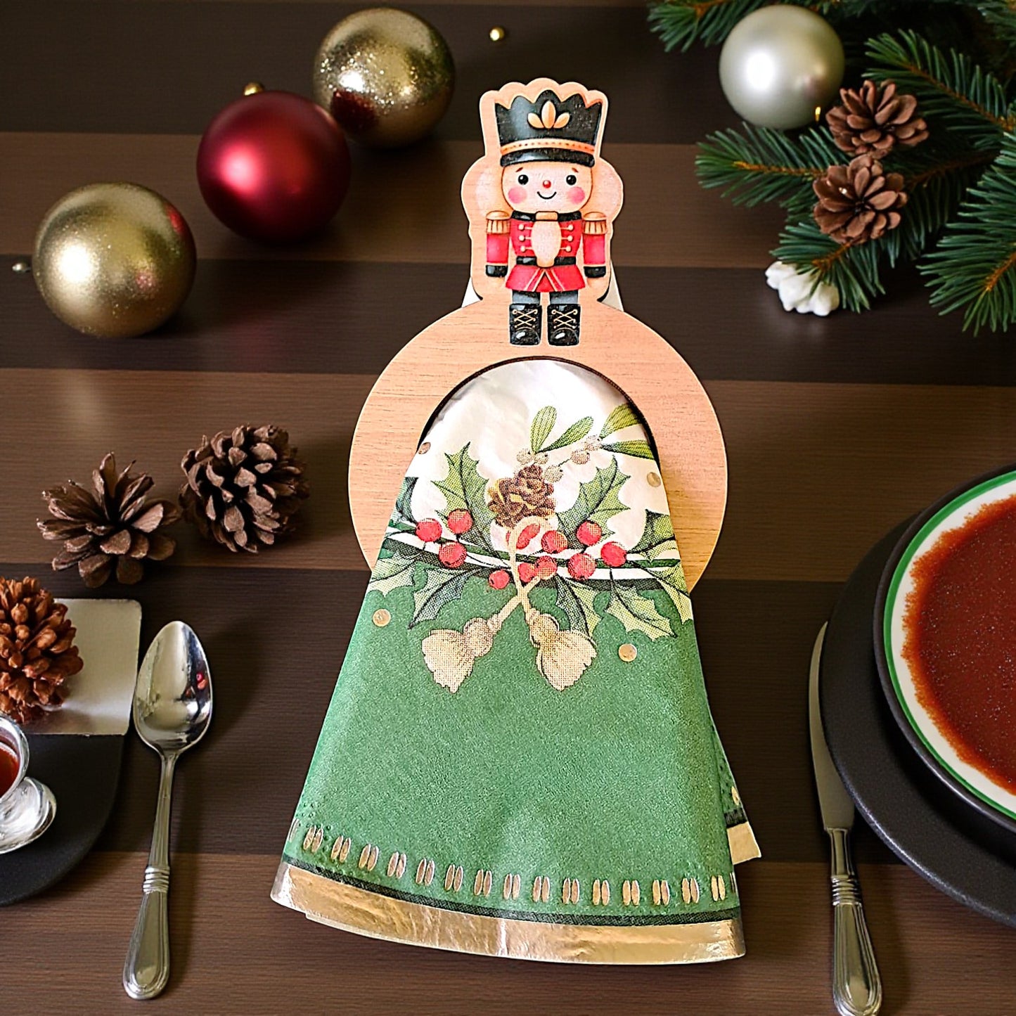 Portatovaglioli natalizio personalizzabile con nome