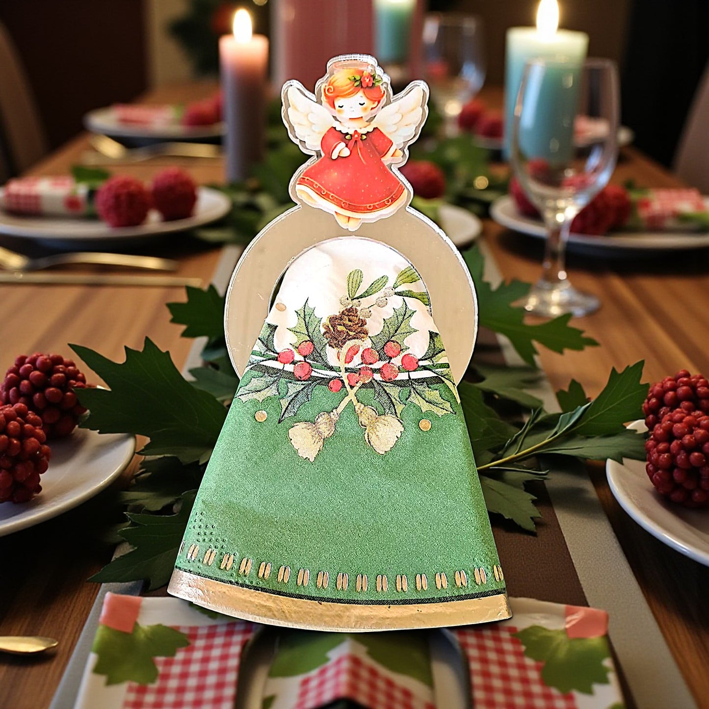 Portatovaglioli natalizio personalizzabile con nome