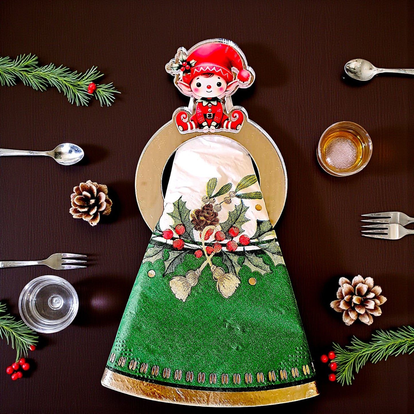 Portatovaglioli natalizio personalizzabile con nome