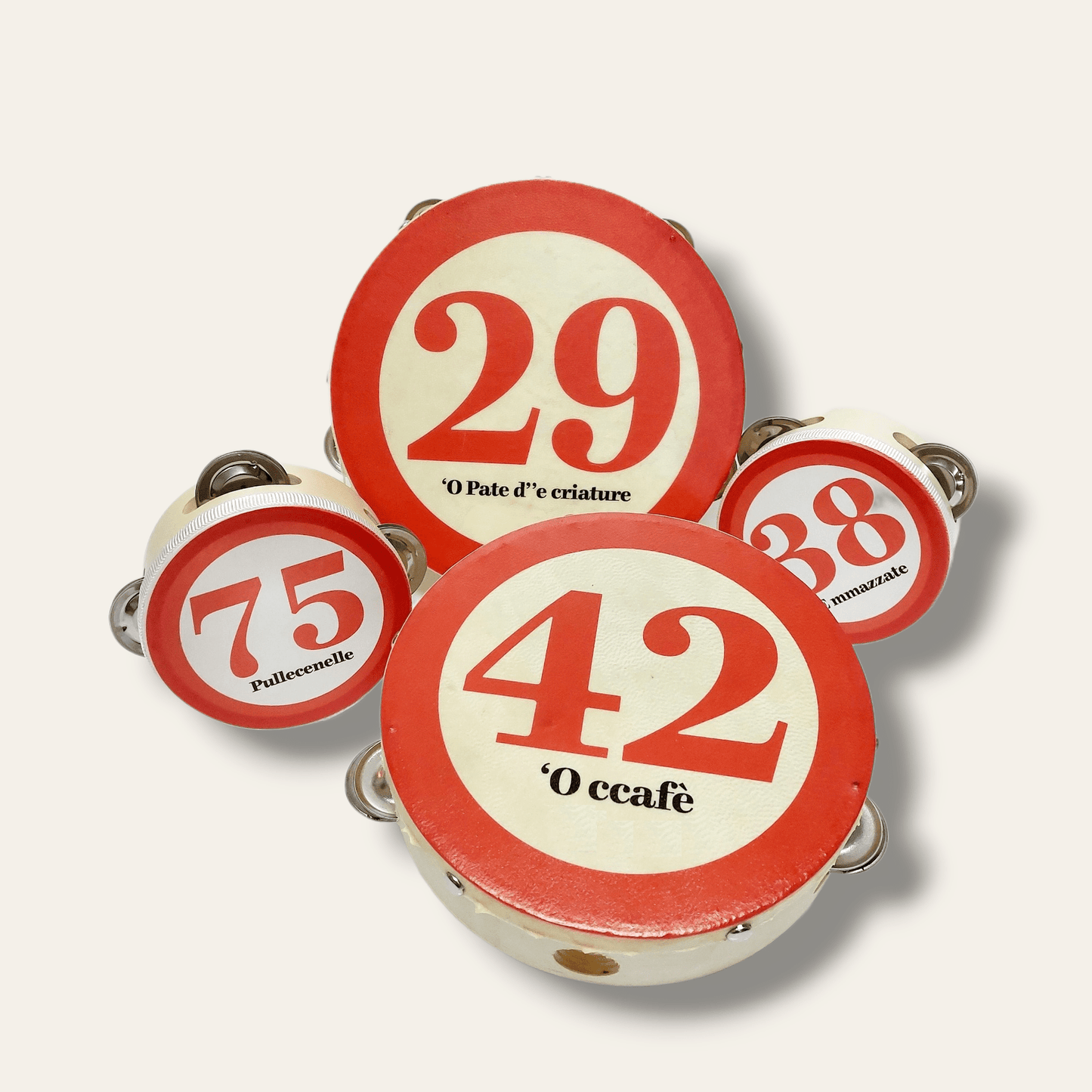 Tamburello con numero della tombola napoletana