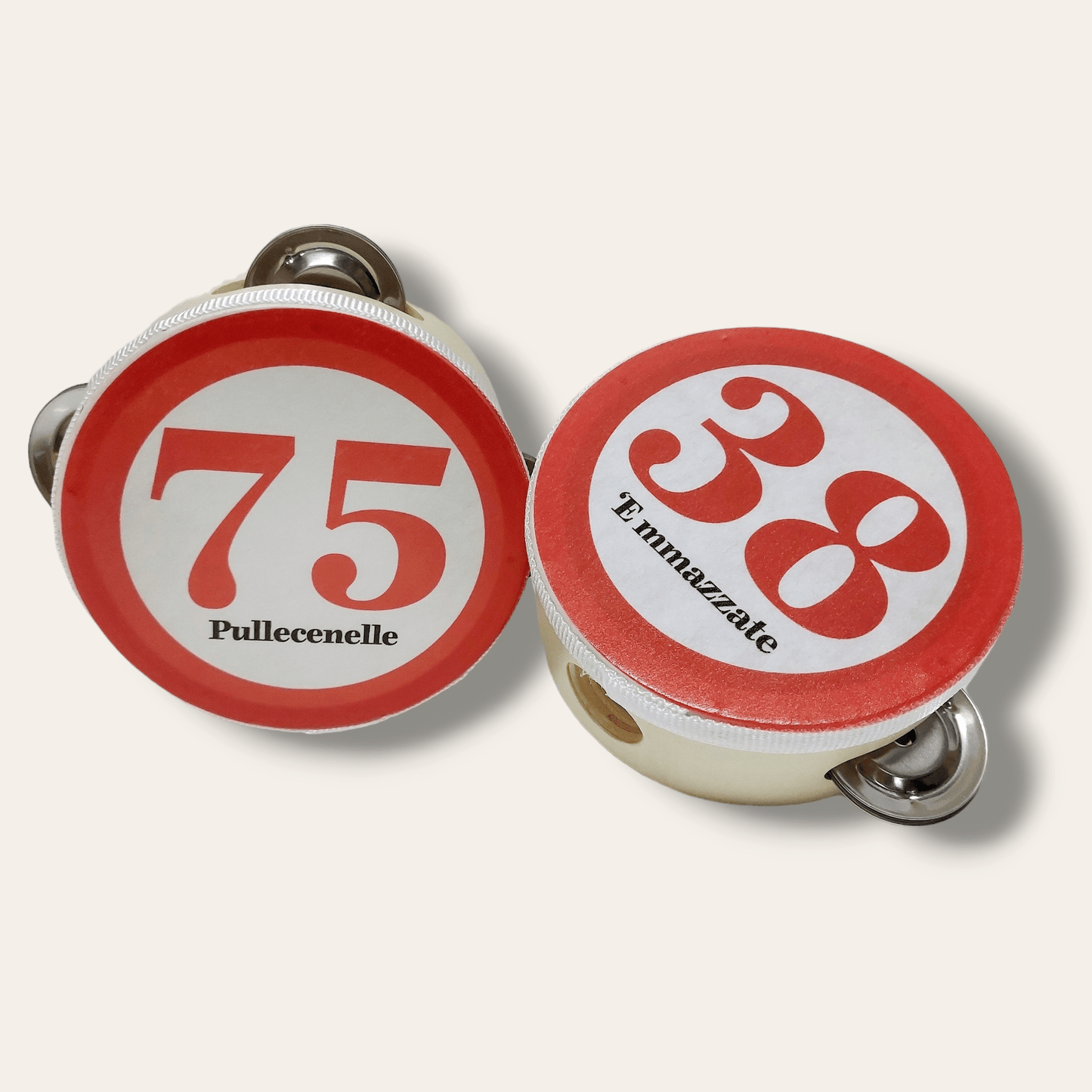 Tamburello con numero della tombola napoletana