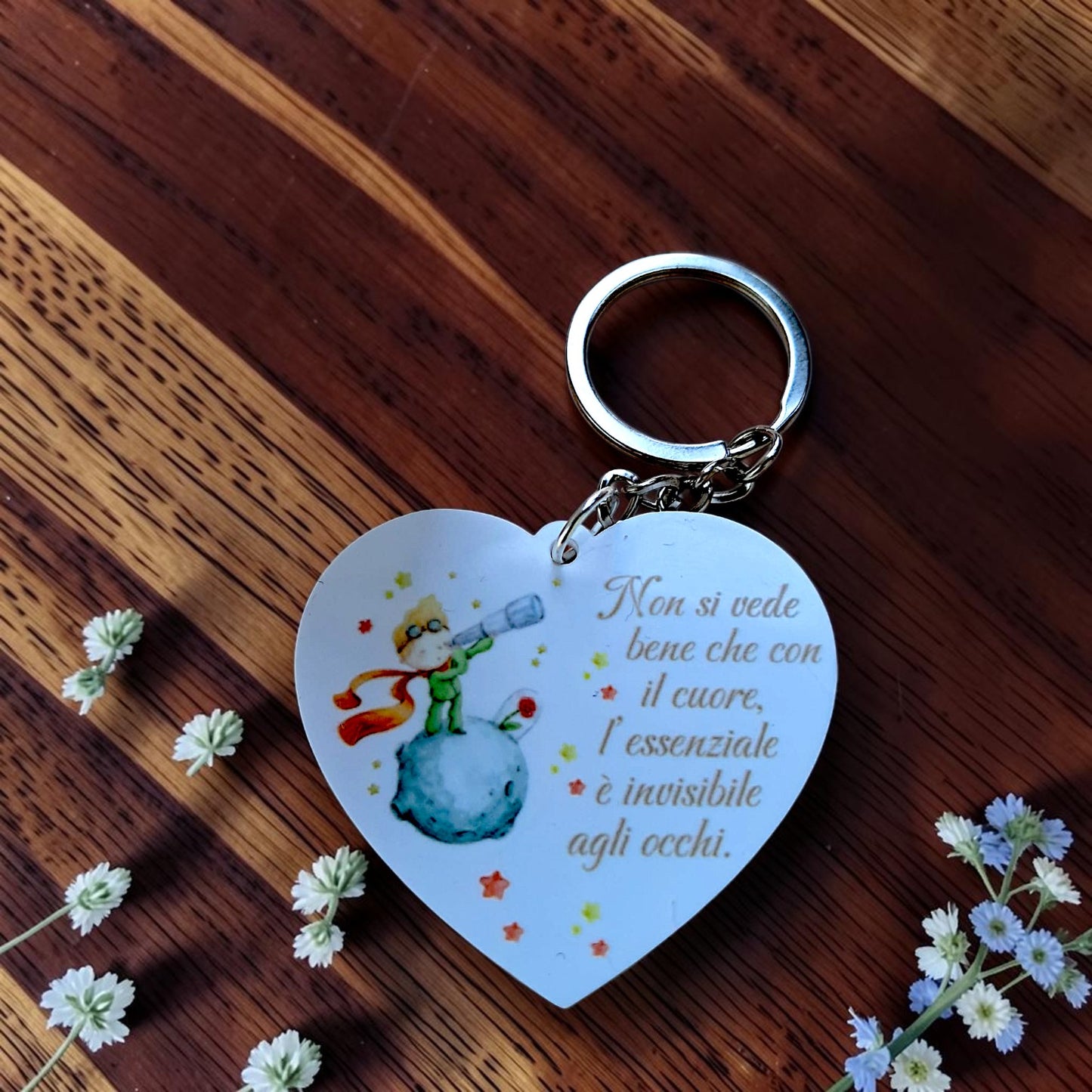 Portachiavi a forma di cuore, in tema "Il piccolo principe"