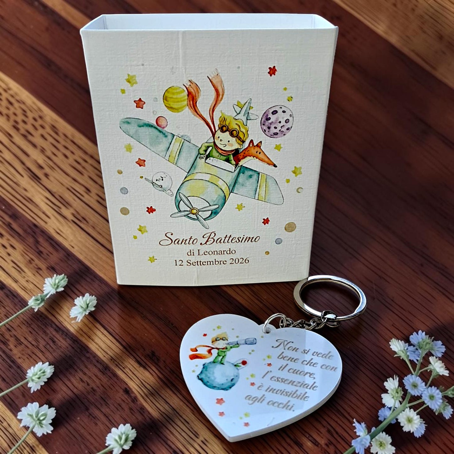Portachiavi a forma di cuore, in tema "Il piccolo principe"