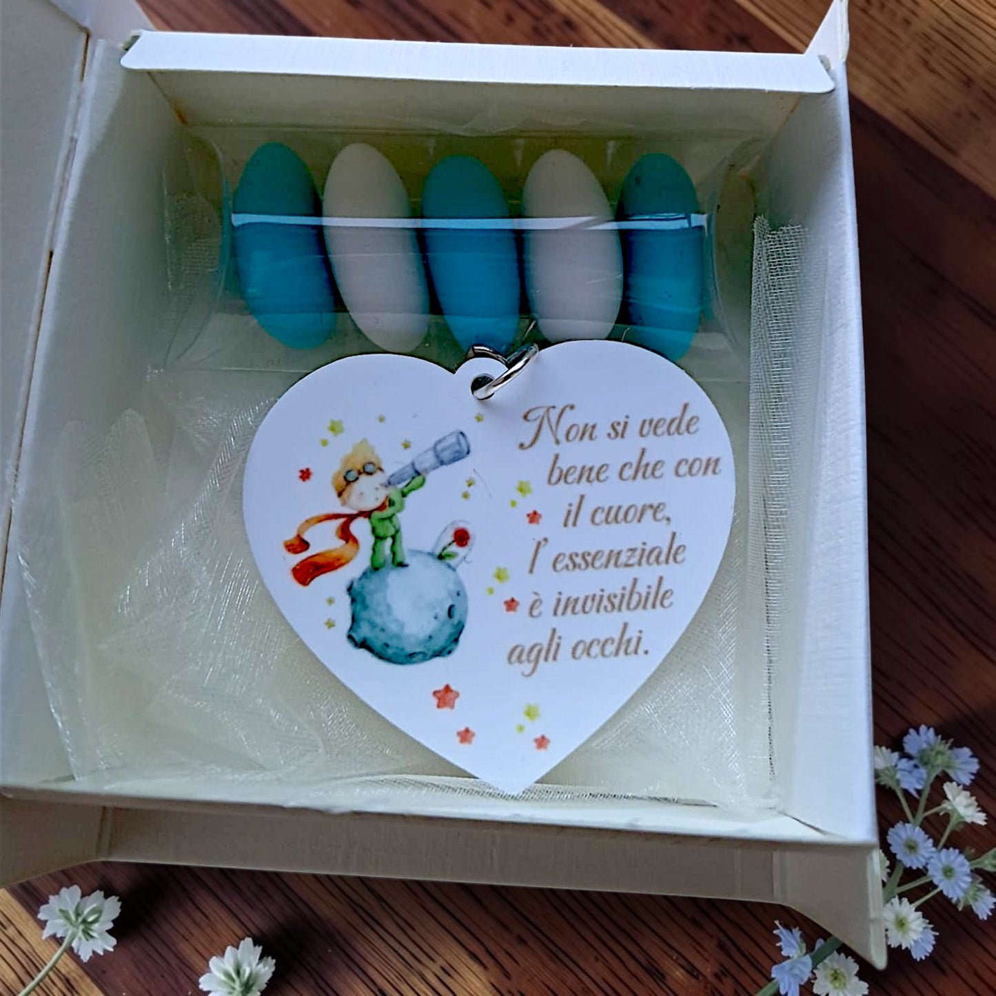 Portachiavi a forma di cuore, in tema "Il piccolo principe"