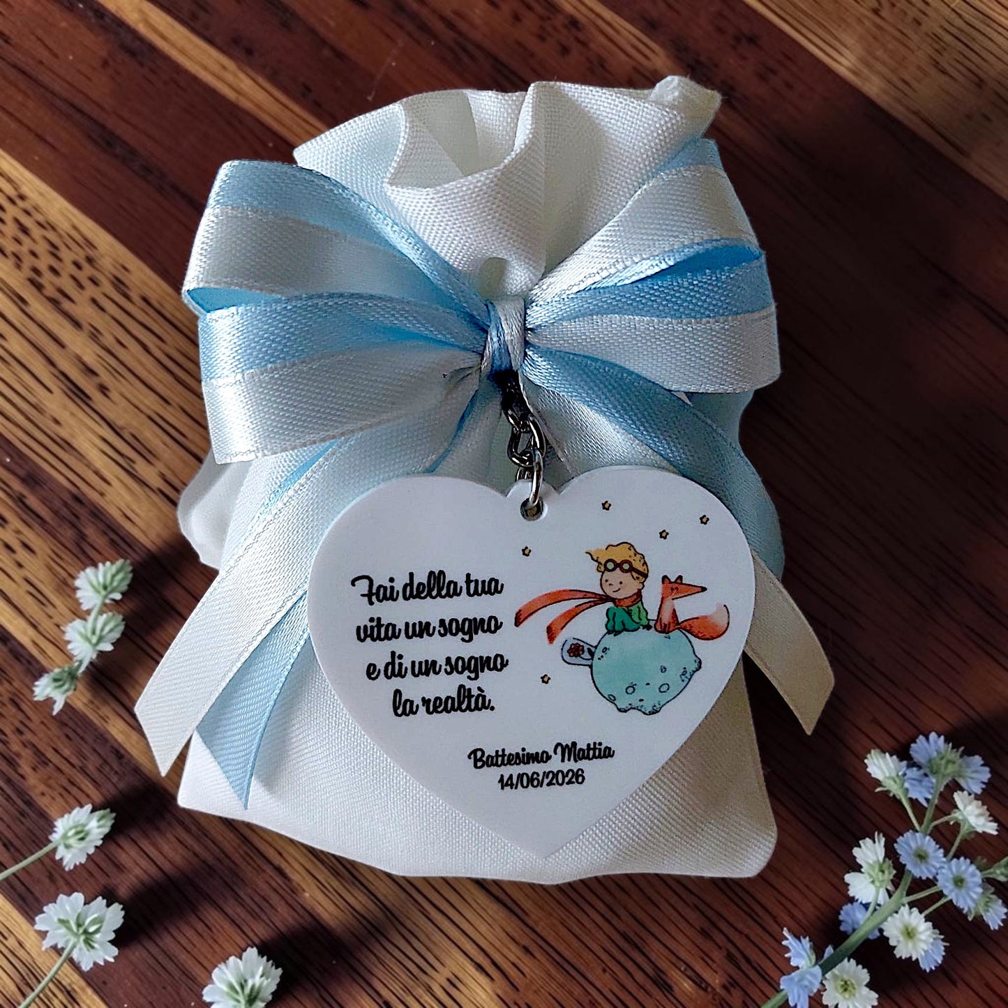 Portachiavi a forma di cuore, in tema "Il piccolo principe"