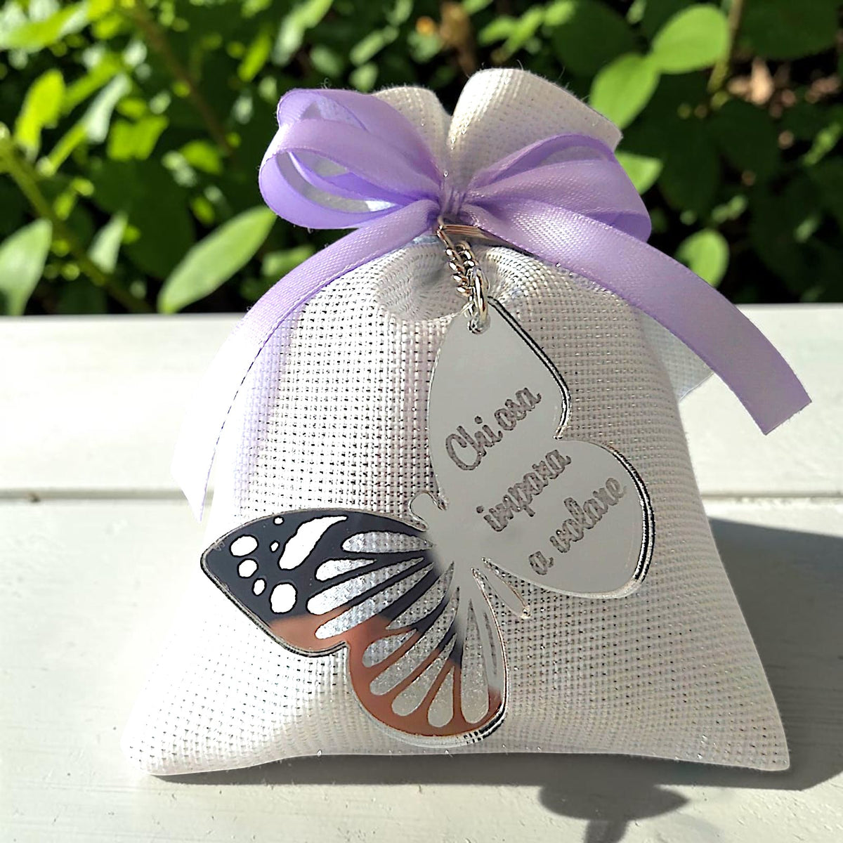 Personalized engraved butterfly keychain. A perfect wedding favor for any memorable ceremony or event.