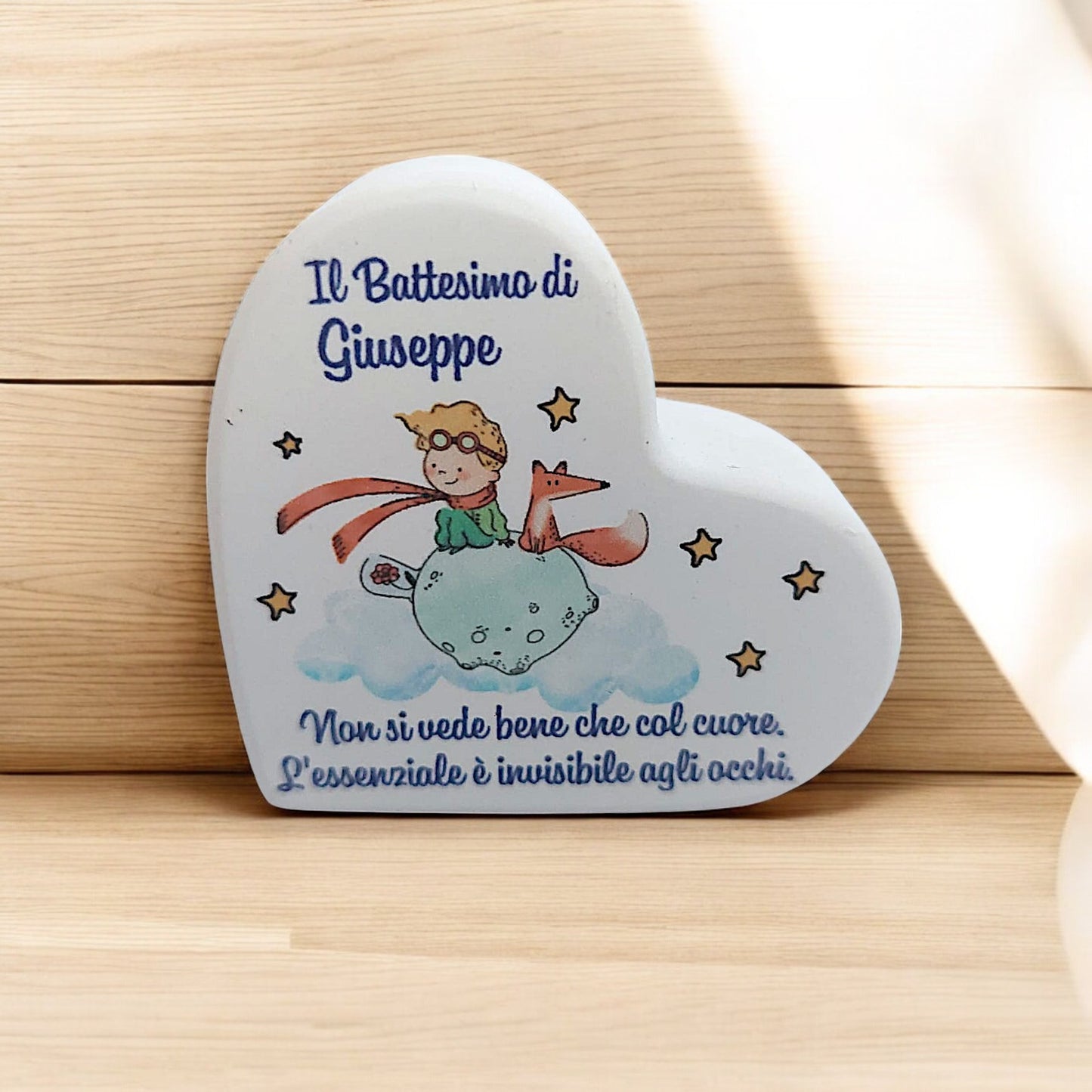 Portafoto in gesso resinato a forma di cuore o nuvola in tema Piccolo Principe