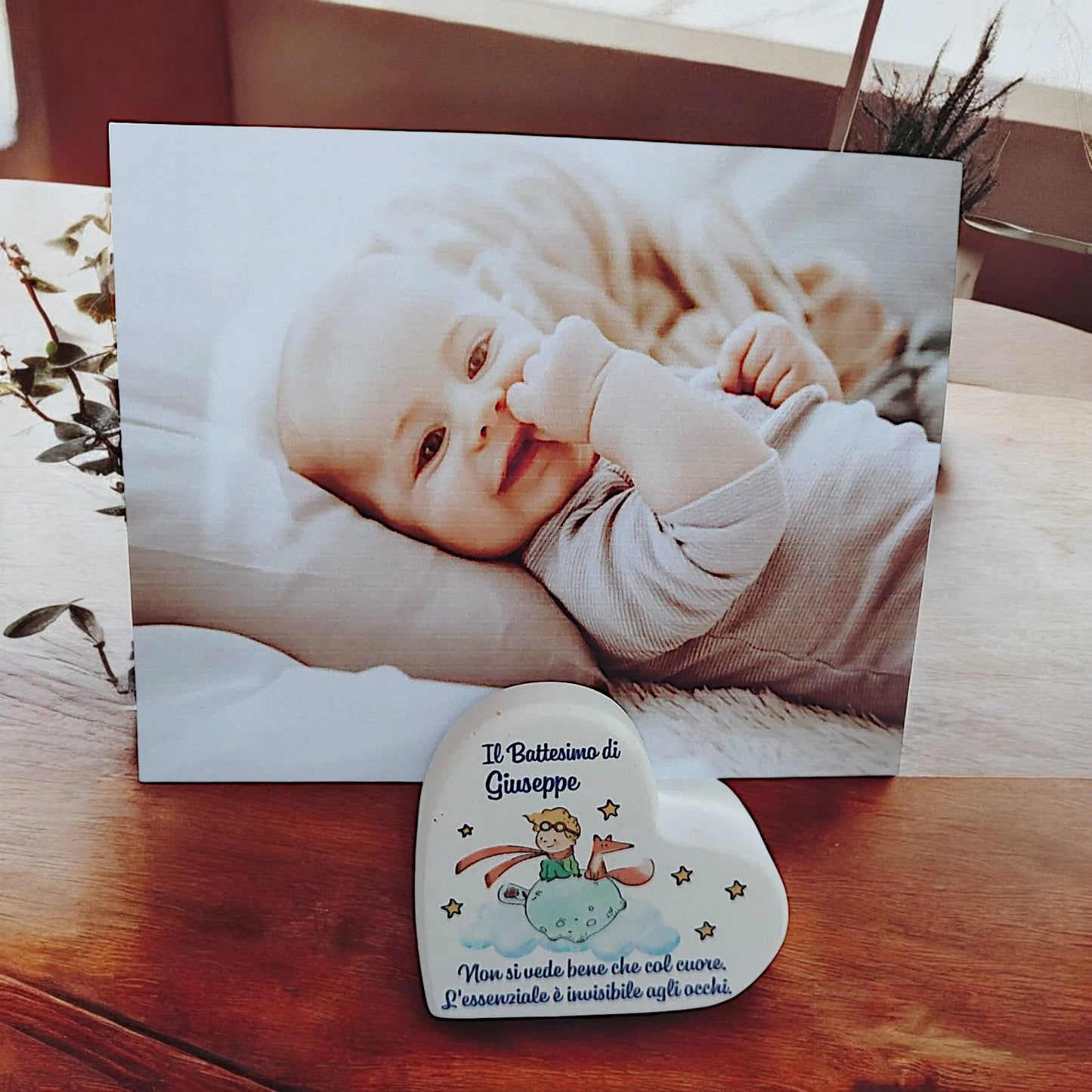 Portafoto in gesso resinato a forma di cuore o nuvola in tema Piccolo Principe
