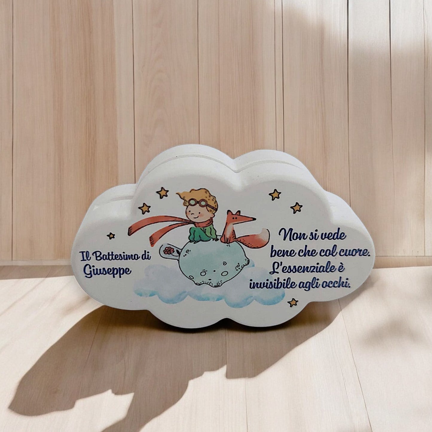 Portafoto in gesso resinato a forma di cuore o nuvola in tema Piccolo Principe