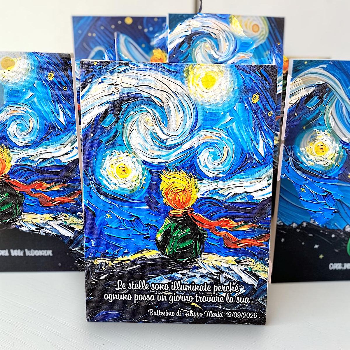 Dipinto in tema piccolo principe, in stile Van Gogh, personalizzato