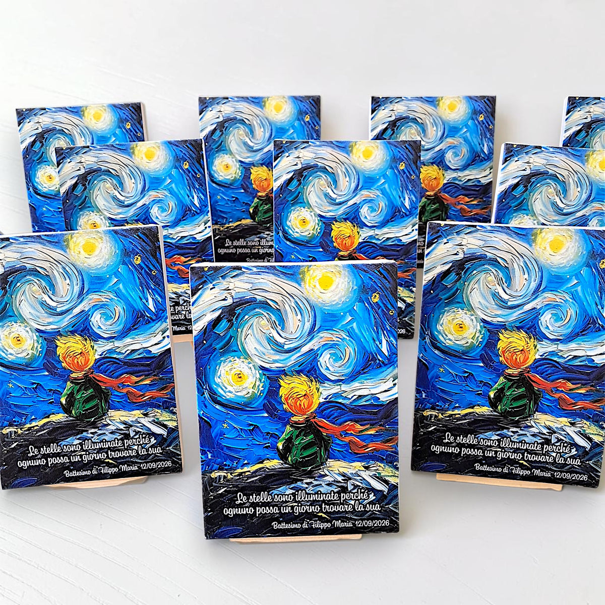 Dipinto in tema piccolo principe, in stile Van Gogh, personalizzato