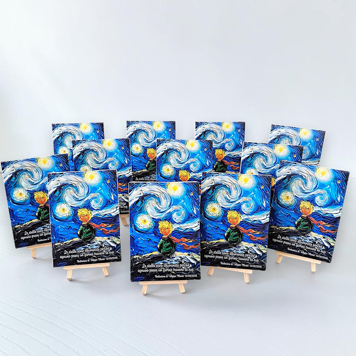 Dipinto in tema piccolo principe, in stile Van Gogh, personalizzato